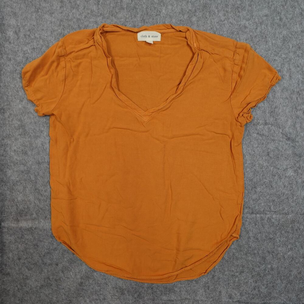 Cloth and Stone Top Womens Small V-Neck Short Sleeve Gold Tee Tshirt